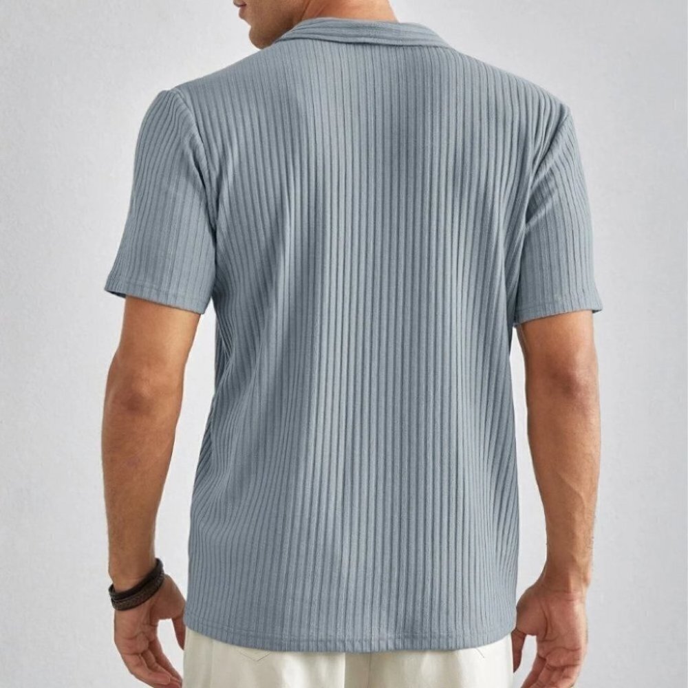 Baby Blue Mens Ribbed Knit Tee - Picture 2 of 4